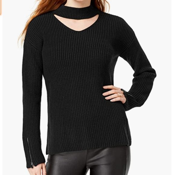 Bar III Cut out Key Hole Black Sweater XS - Picture 2 of 6